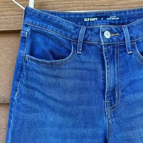 Old Navy Womens High-Rise Wow Wide Leg Jeans Size 4 Blue Denim Cotton Blend - Picture 8 of 13